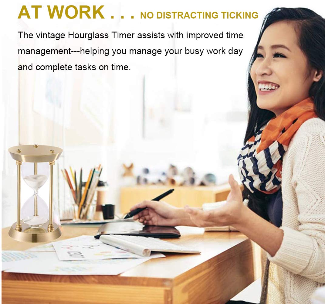 SuLiao Brass Hourglass 30 Minute Sand Clock Timer  Grande Reloj De Arena 30 Minutos  Metal Hour Glass Sandglass for Gifts & Home Desk Office Decorative